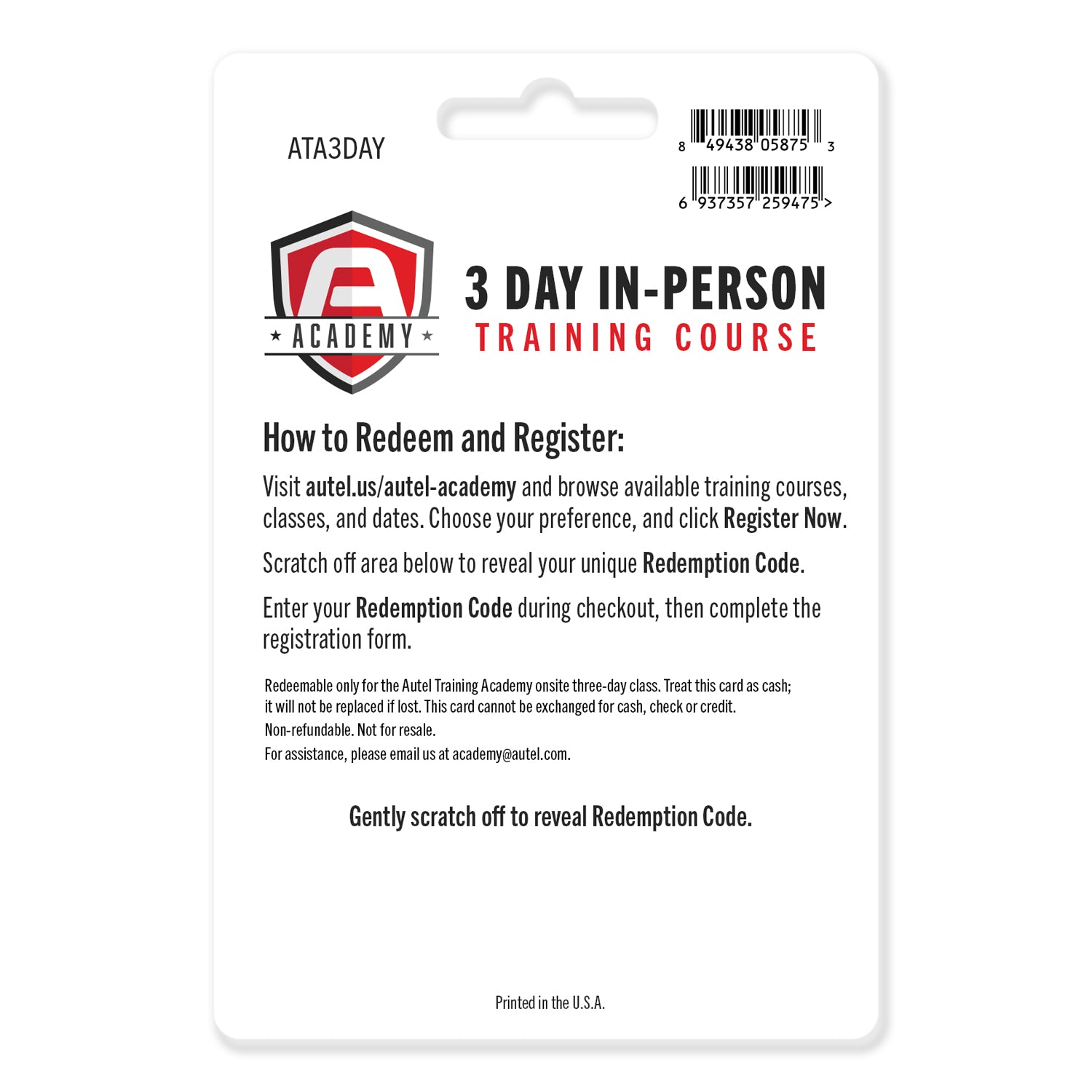 Autel Training Academy Three-Day Onsite Card (Pre-Order)