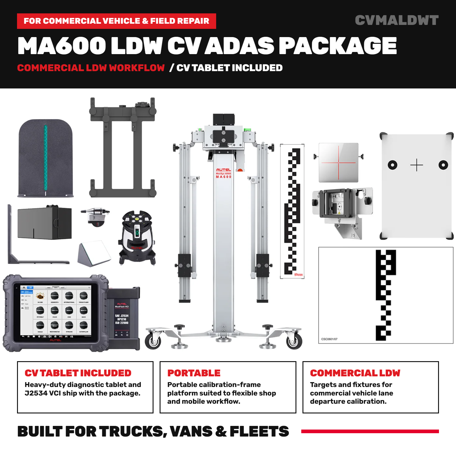 Autel Commercial Vehicle/Truck (CV) ADAS LDW MA600 with MS909CV