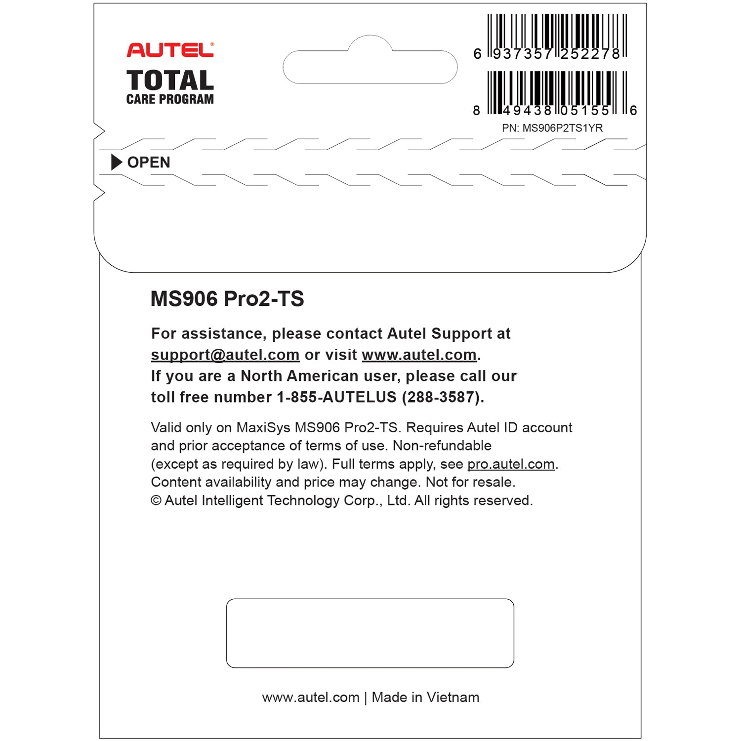 Total Care Program (TCP) Card for MS906PRO2-TS