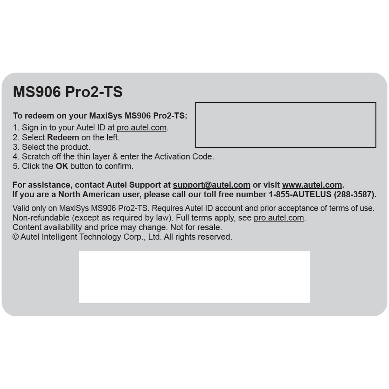 Total Care Program (TCP) Card for MS906PRO2-TS