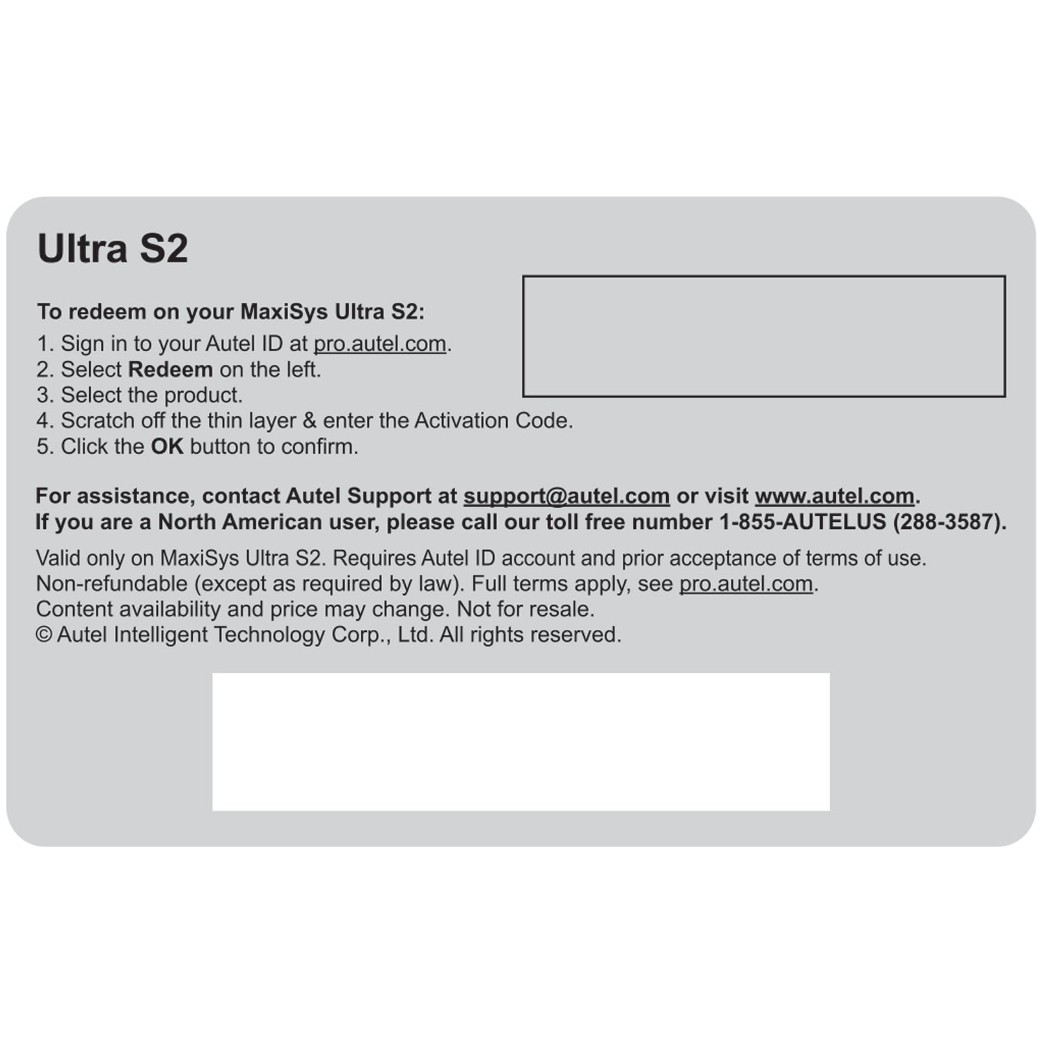 Total Care Program (TCP) Card for ULTRAS2