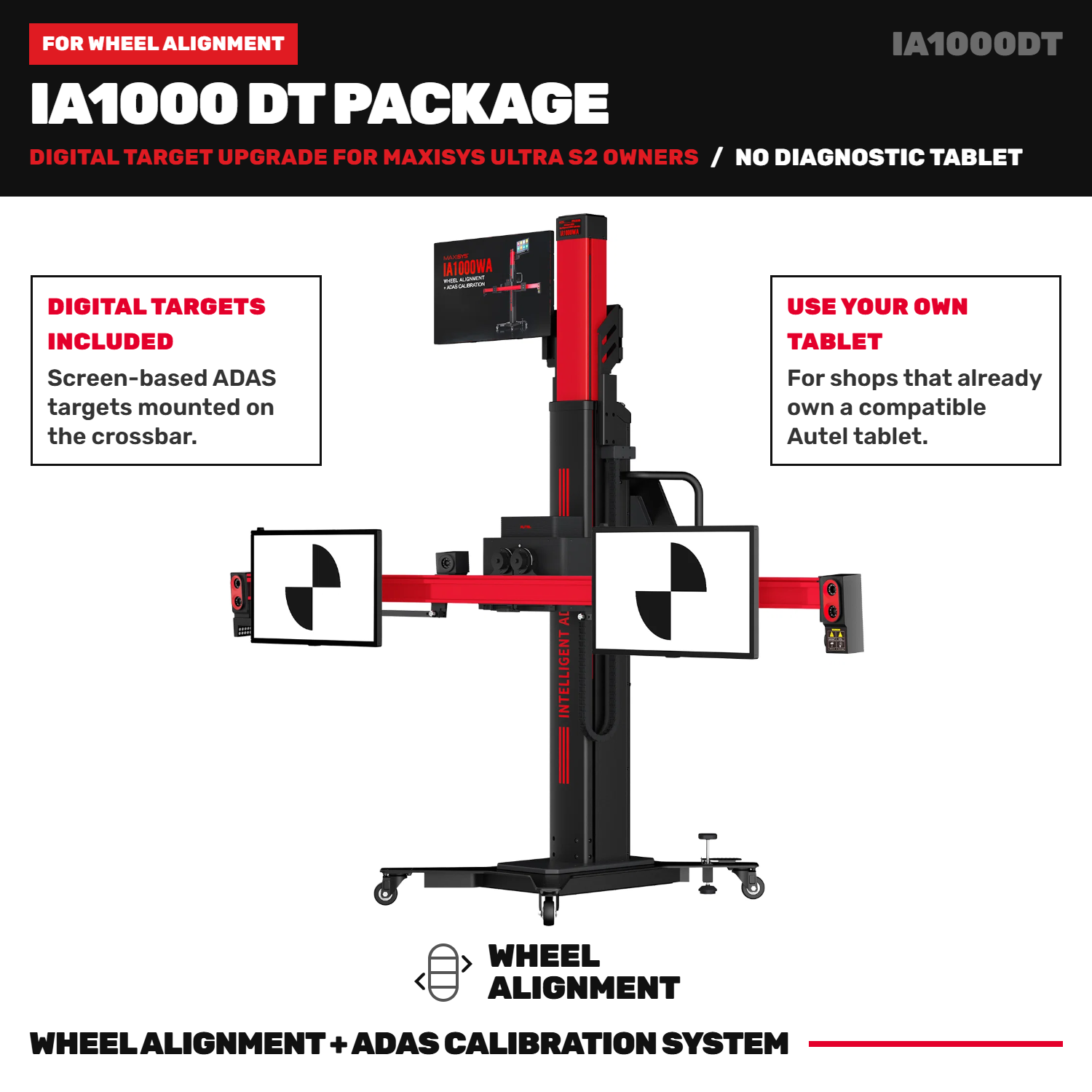 Autel IA1000DT Automated Wheel Alignment and ADAS System with Digital Targets