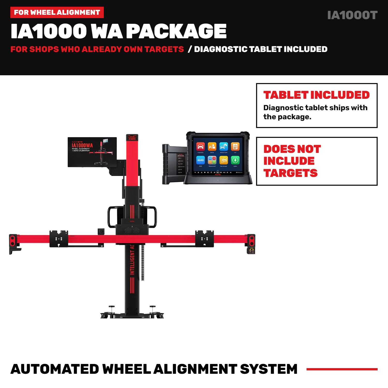 Autel IA1000T Automated Wheel Alignment and ADAS System with Ultra S2 Tablet