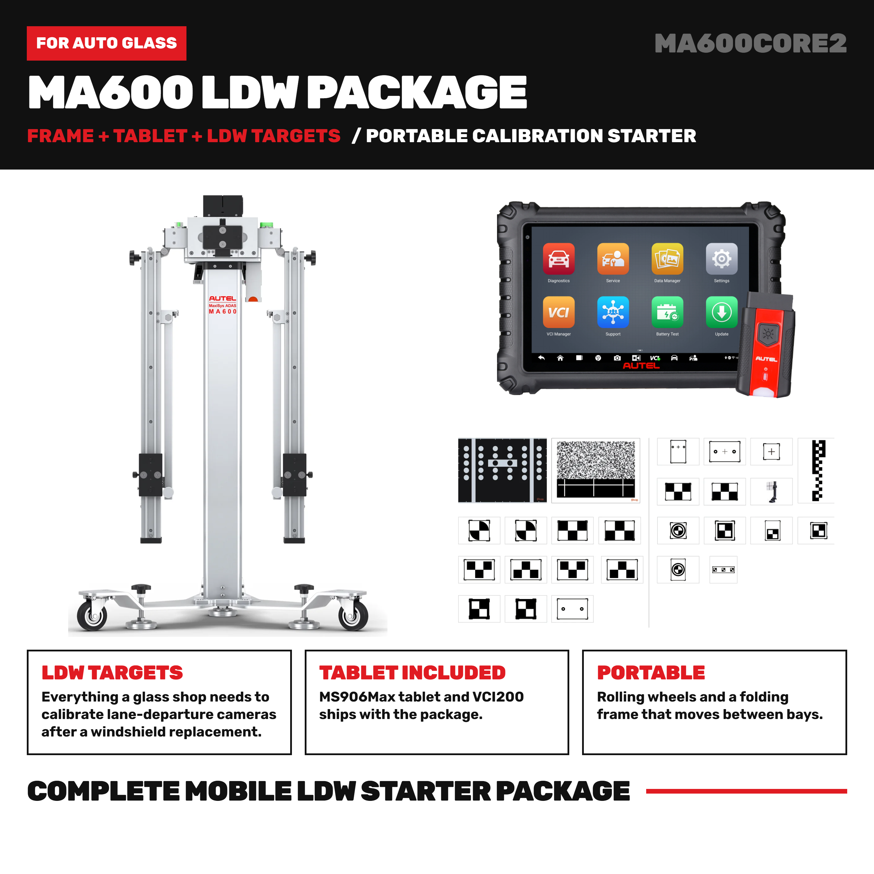 Autel MA600CORE2 LDW Calibration Package for Auto Glass Shops with MS906Max