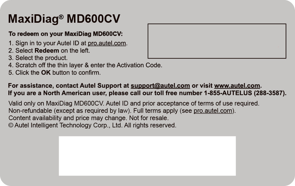 Total Care Program (TCP) Card for MD600CV