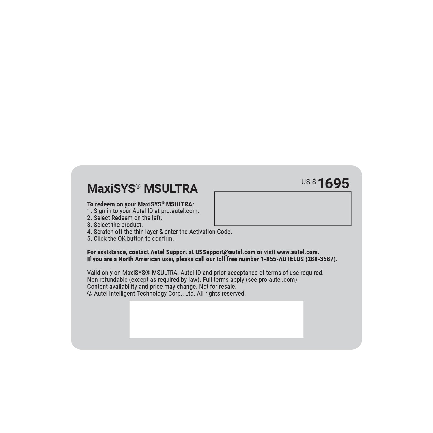 Autel Total Care Program (TCP) Card for MaxiSYS Ultra (MSULTRA1YRUPDATE)